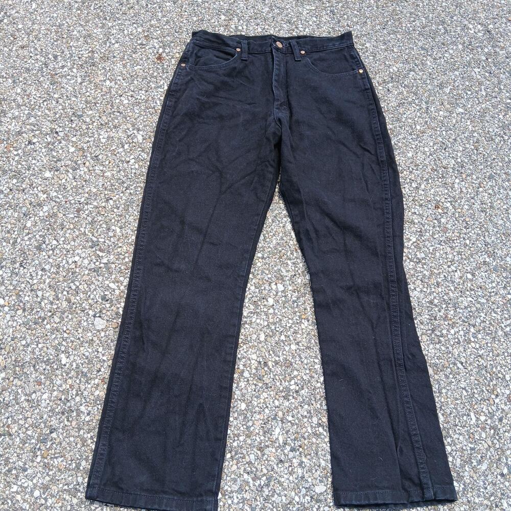 Wrangler Jeans Mens 40x30 Black Regular Fit Straight Leg Denim Pants Casual